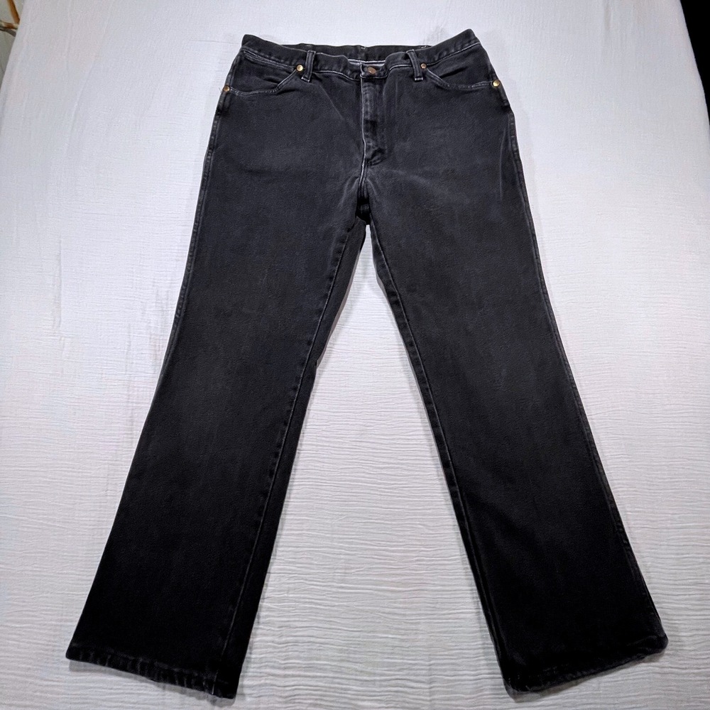 Vintage Wrangler Jeans Black Denim Straight Leg 948BLK 80s Mens Size 36x30 - Picture 2 of 9